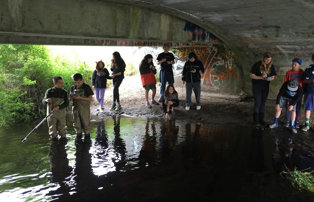 Water Quality Testing - Students at the Creek.