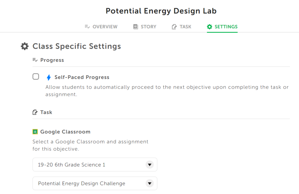 Screenshot of a Classcraft assignment setting section.