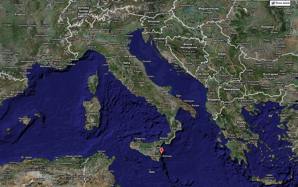 Map of Syracuse, Sicily