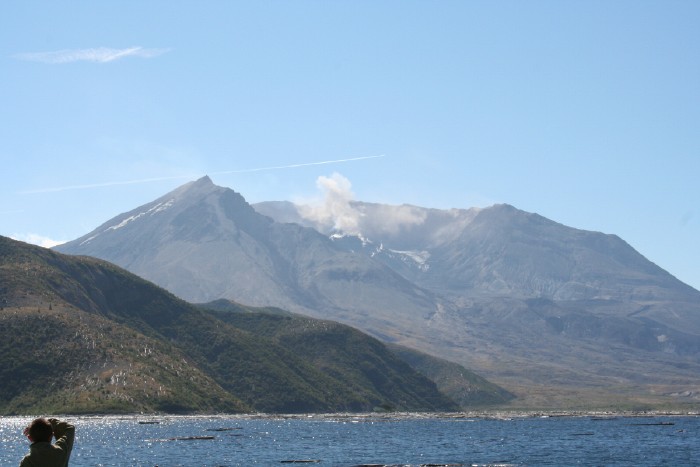 Closer view of MSH from Spirit Lake.